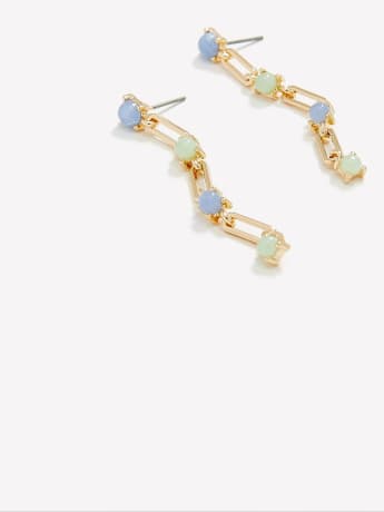 Dainty Earrings with Chain Links and Stones
