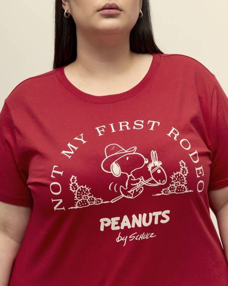 Red Tee with Snoopy Print
