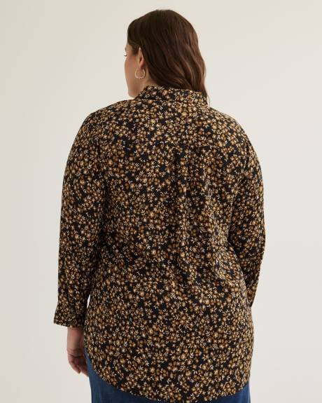 Black Floral Buttoned Down Shirt