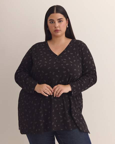 Tunique col en V, coupe girlfriend, tissu responsable