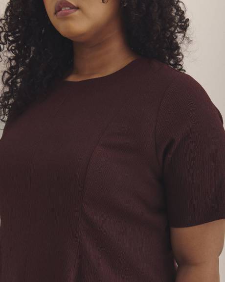 Princess-Cut Crewneck Flared Knit Top