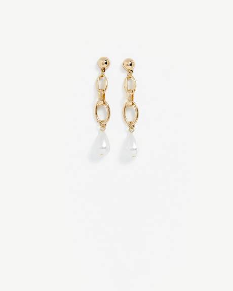 Golden Drop Pearl Earrings