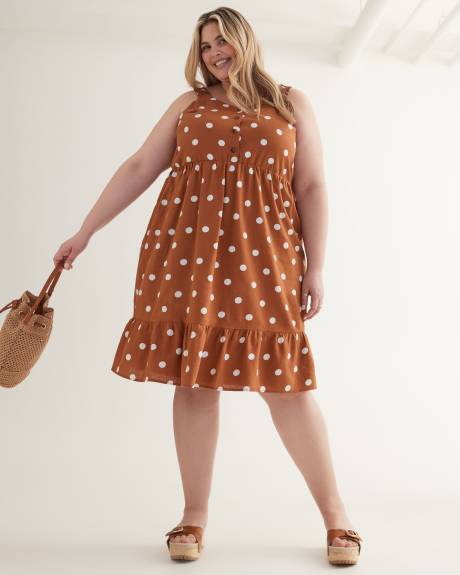Robe midi étagée sans manches, mélange de lin