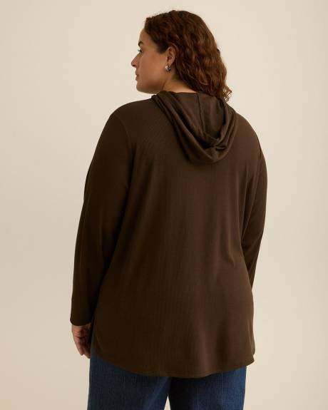 Long-Sleeve Waffle Knit Hoodie