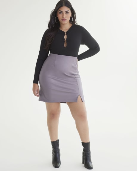 Pull-On Faux Leather Mini Skirt - Addition Elle | Penningtons