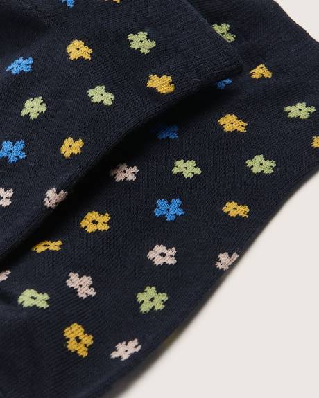 Chaussettes courtes avec mini fleurs multicolores