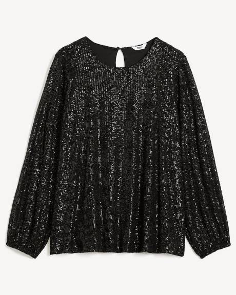 Sequins Swing Top with Bubble Sleeves