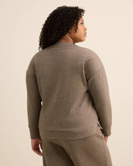 Dropped Shoulder Long-Sleeve V-Neck Top