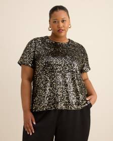 Haut à paillettes avec manches courtes