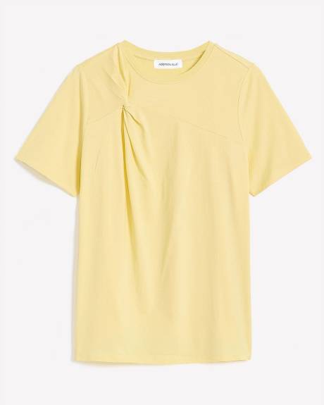 Crewneck Knit Top with Twist Detail - Addition Elle