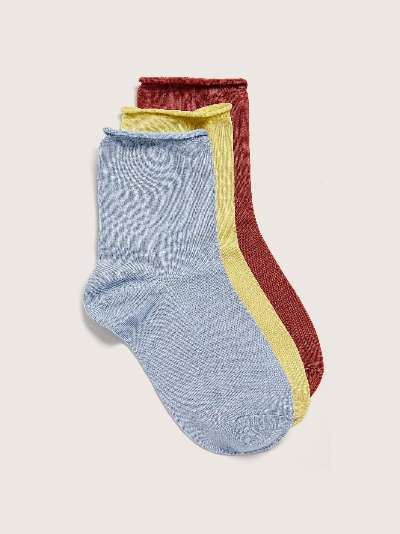 Rolled Edge Knitted Socks, 3-Pack - Addition Elle | Penningtons