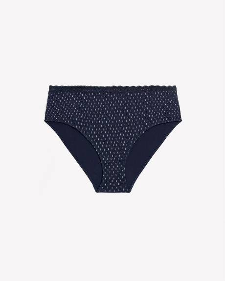 Printed Cotton High-Cut Brief with Lace Trim - ti Voglio