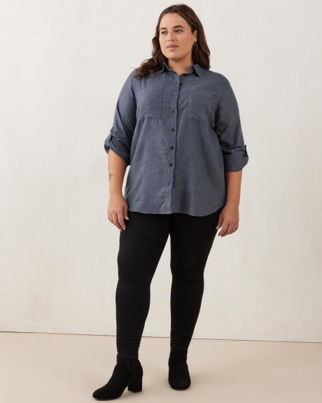 Solid Shirt with Rolled-Up Sleeves