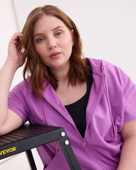 Veste à manches courtes à fermeture éclair en tricot français - Active Zone