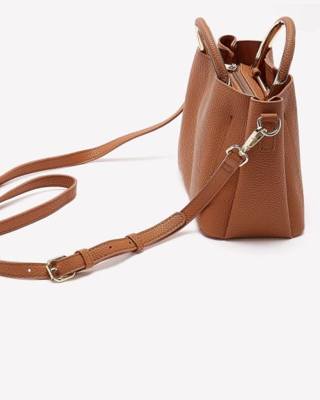 Mini Satchel Handbag in Pebble Faux Leather