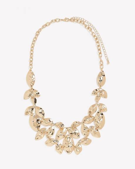 Short Statement Hammered Leaf Necklace