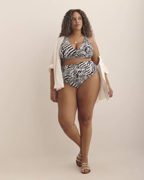 Zebra-Print High-Rise Criss-Cross Bikini Brief