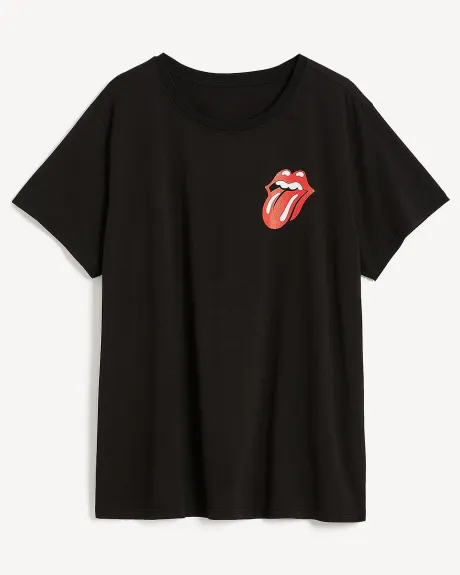 Crewneck Tee with The Rolling Stones Print