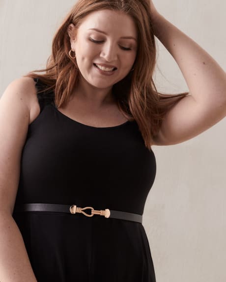 Waist Belt With Back Elastic And Hook Closure - In Every Story