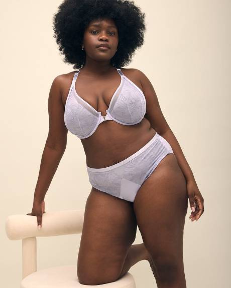 Underwire Unlined Plunge Front-Closure Bra with Lace - Déesse Collection