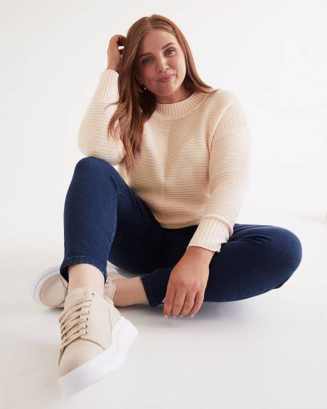 Cotton Sweater with Ottoman Stitches