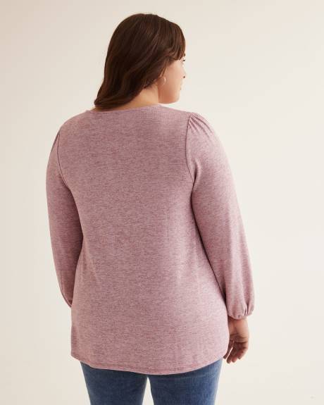 Long Ballon Sleeve Swing Knit Top