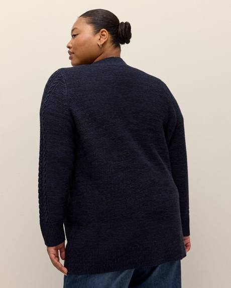 Buttoned-Down Cardigan with Cable Stitch
