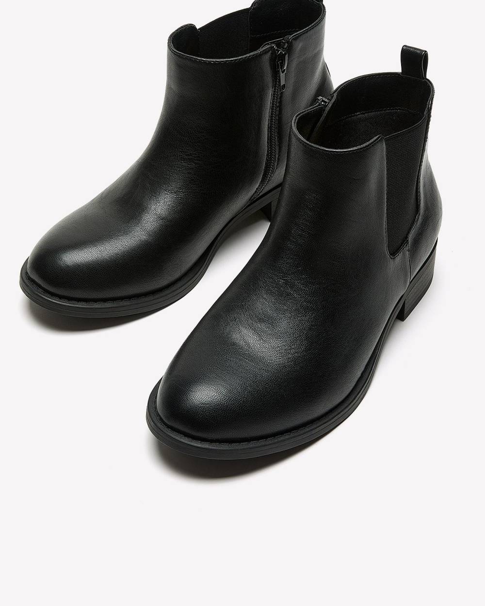 Extra Wide Width Black Faux Leather Chelsea Bootie Penningtons