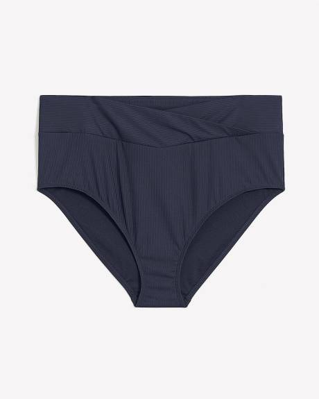 High-Waisted Ribbed Crisscross Swim Brief