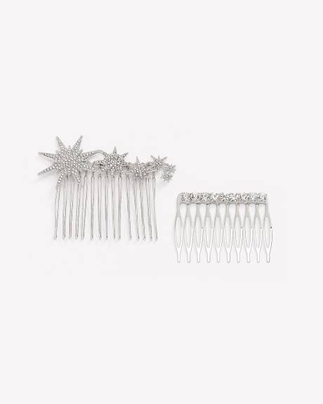 Hair Comb Pins with Stones, Set of 2