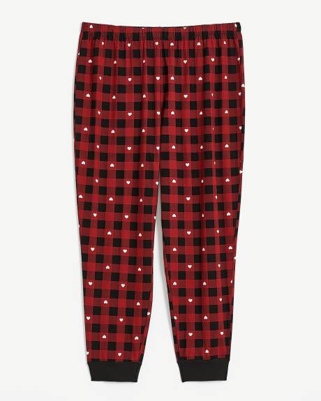 Heart Plaid Henley Tee with Jogger Pyjama Set - ti Voglio