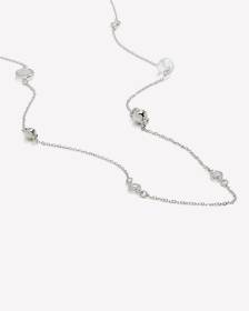 Long Necklace with Clear and Silver Beads