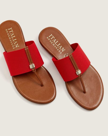 Wide-Fit T-Strap Flat Sandals - Italian Shoemakers