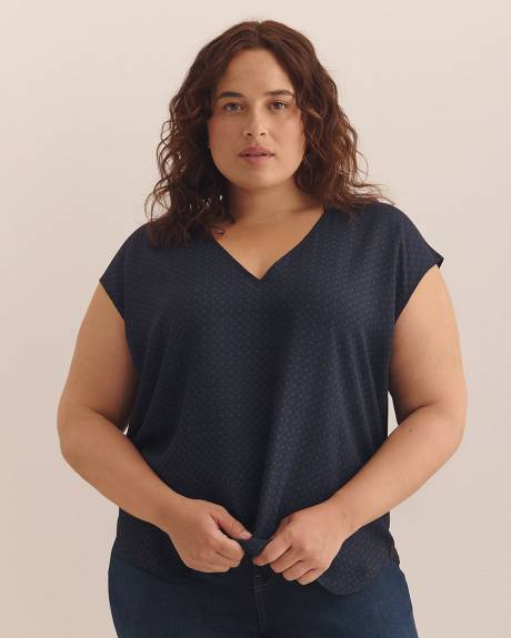 "Blouse sans manches bimatière à encolure en V