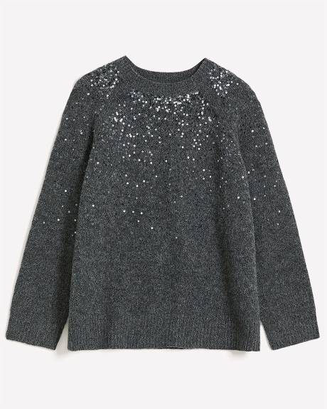 Pull à col rond en tricot à paillettes