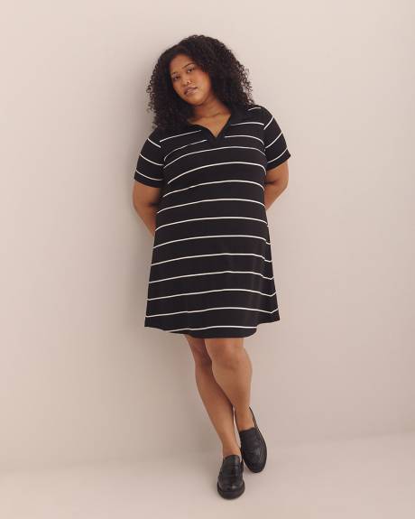 Striped Short-Sleeve Polo Dress