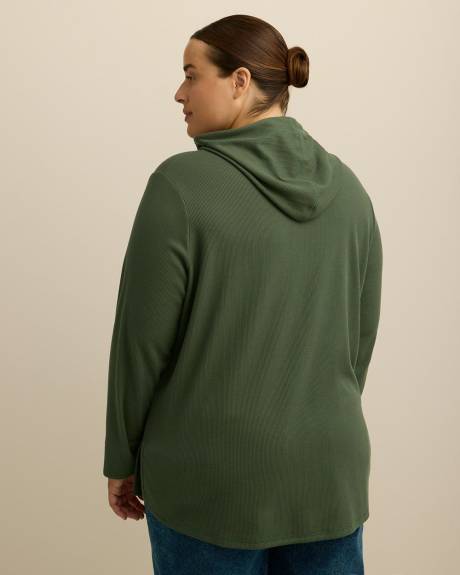 Long-Sleeve Waffle Knit Hoodie