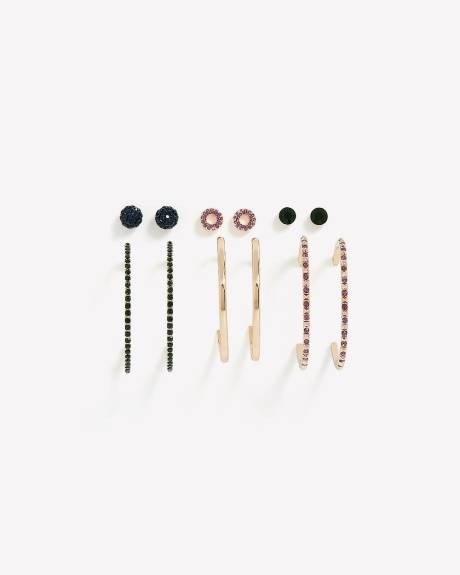 Assorted Hoop and Stud Earrings, Set of 6