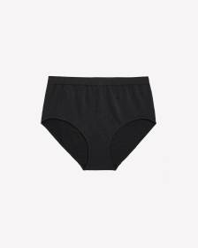Black Seamless Ribbed Knit Brief with Silver Details - ti Voglio