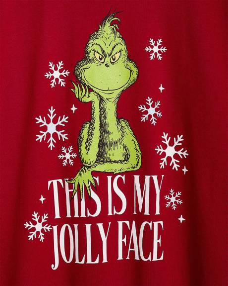 Red Crewneck Sweatshirt with Grinch Print