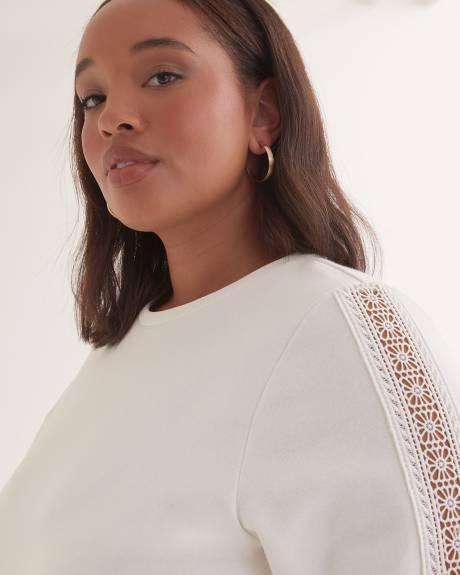 Crewneck Sweatshirt with Crochet Details