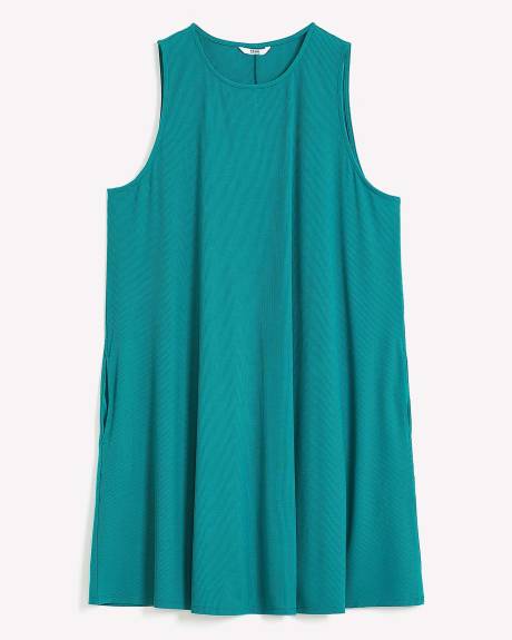 Robe évasée en tricot côtelé sans manches avec poches, tissu responsable