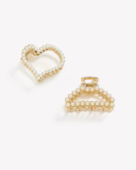 Golden Pearl Hair Clips, Set of 2