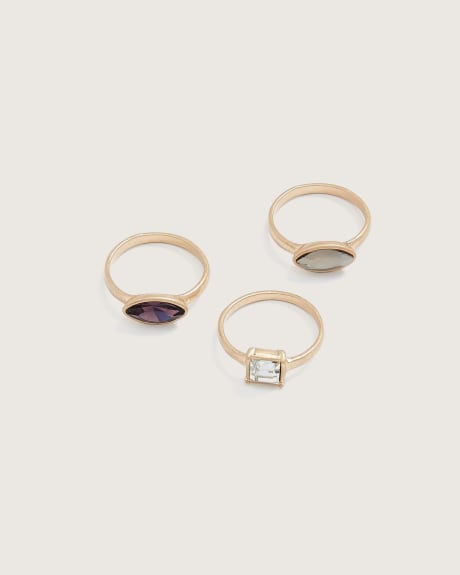 Assorted Rings with Coloured Stones, Set of 3