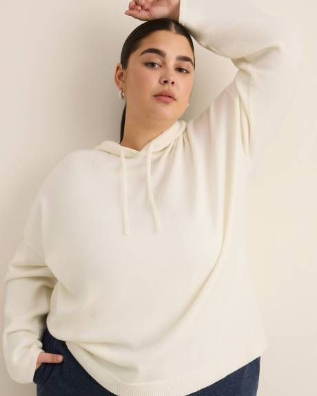 Relaxed-Fit Shaker-Stitch Hooded Sweater