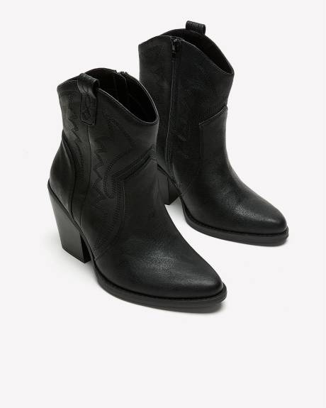 Extra Wide Width, Faux Leather Western Bootie
