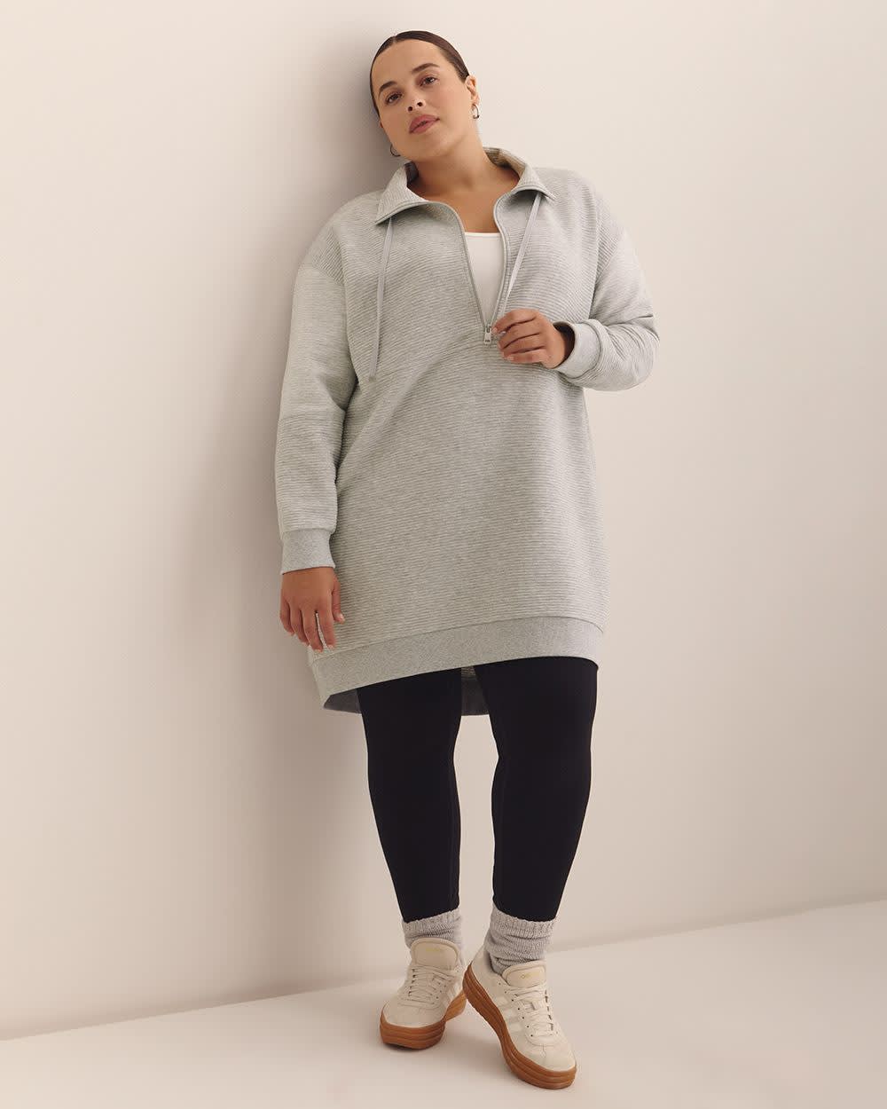 Heather Grey Ottoman Mock-Neck Sweatshirt Dress - Active Zone Heather Grey Ottoman Mock-Neck Sweatshirt Dress - Active Zone