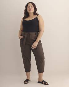 Cotton Cropped Barrel-Leg Pant
