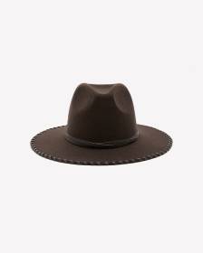 Brown Felt Cowboy Hat with Faux Leather Stitching