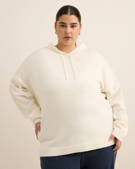 Relaxed-Fit Shaker-Stitch Hooded Sweater